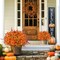 10PCS Artificial Fall Flowers for Outdoors, UV Resistant Faux Silk Mums & Eucalyptus Plants, Orange Fake Outdoor Flowers for Porch, Patio, Window Boxes, Garden, Halloween, Thanksgiving & Autumn Decorations